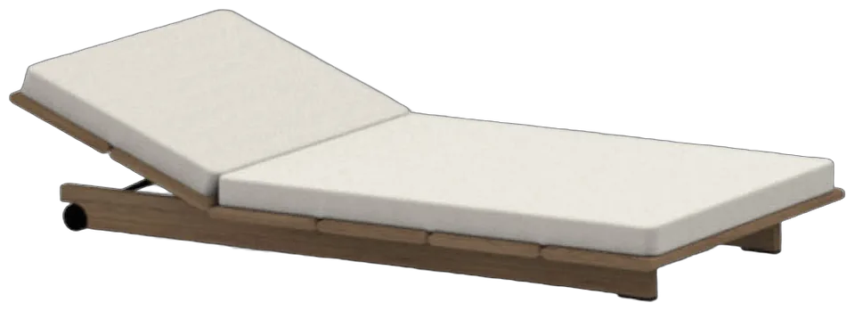 RODA Eolie sunlounger in natural iroko with a hydro-draining cushion, Italian outdoor furniture by Gordon Guillaumier