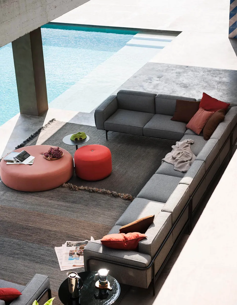 RODA Estendo outdoor furniture on a terrace, catalog photograph 2