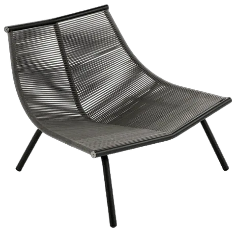RODA Laze lounge chair with cord seat and back on a powder coated stainless steel frame, RODA garden furniture by Gordon Guillaumier