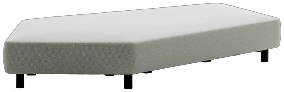 RODA Mamba pentagonal seat module with backrest on smoke aluminum feet, modular Italian outdoor sofa by Rodolfo Dordoni