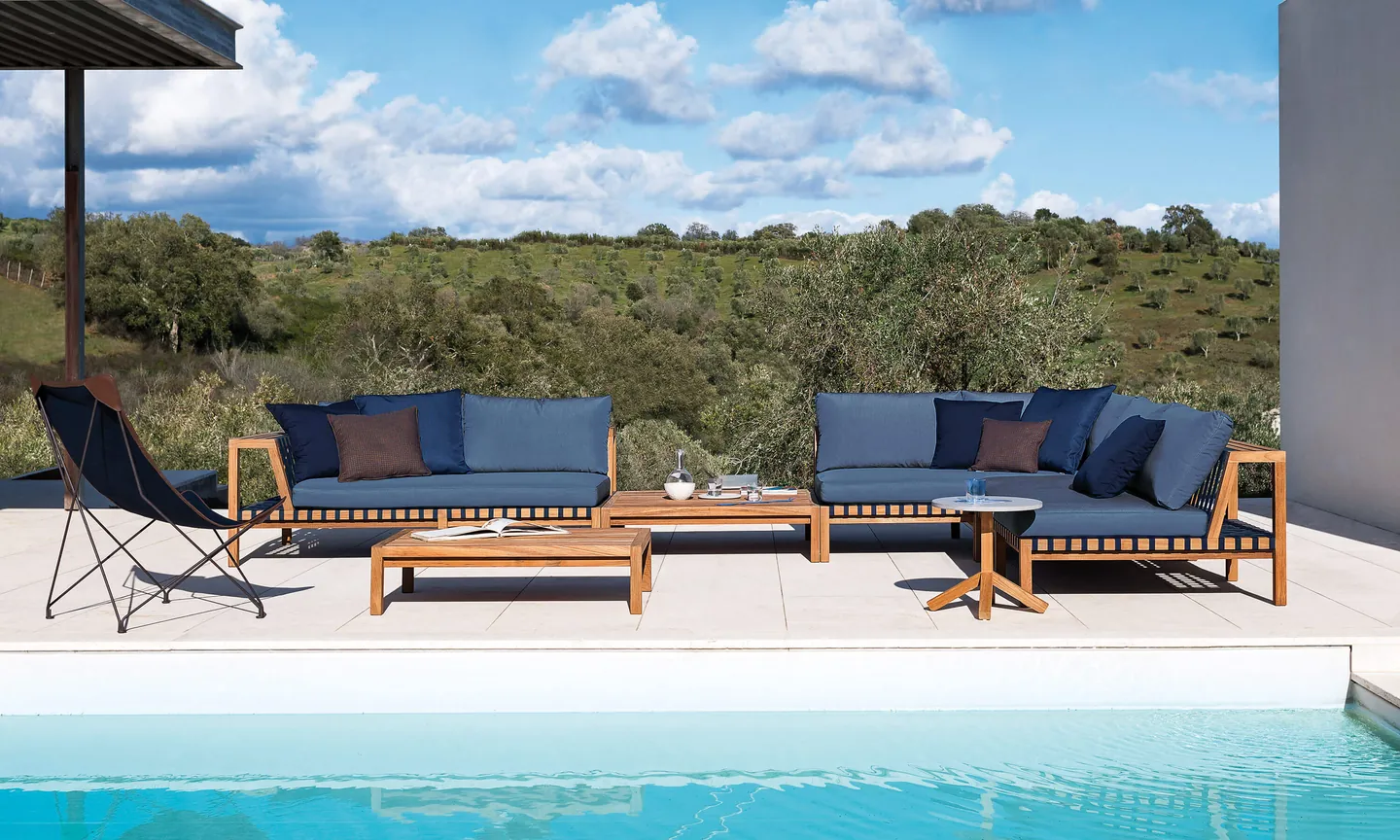 RODA Network outdoor furniture on a terrace, catalog photograph 1