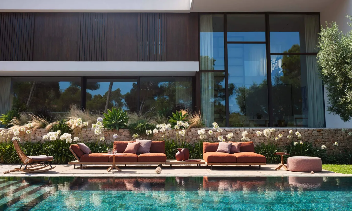 RODA Philia teak modular sofa, Italian outdoor furniture