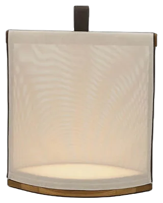 RODA Pillow lantern with teak base and sand Canatex shade, outdoor LED lamp by Gordon Guillaumier