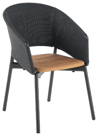 RODA Piper comfort chair with tubular aluminum frame and Batyline back, Italian outdoor dining chair