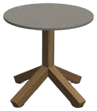 RODA Root side table with round top on a solid teak pedestal, teak outdoor side table by Rodolfo Dordoni