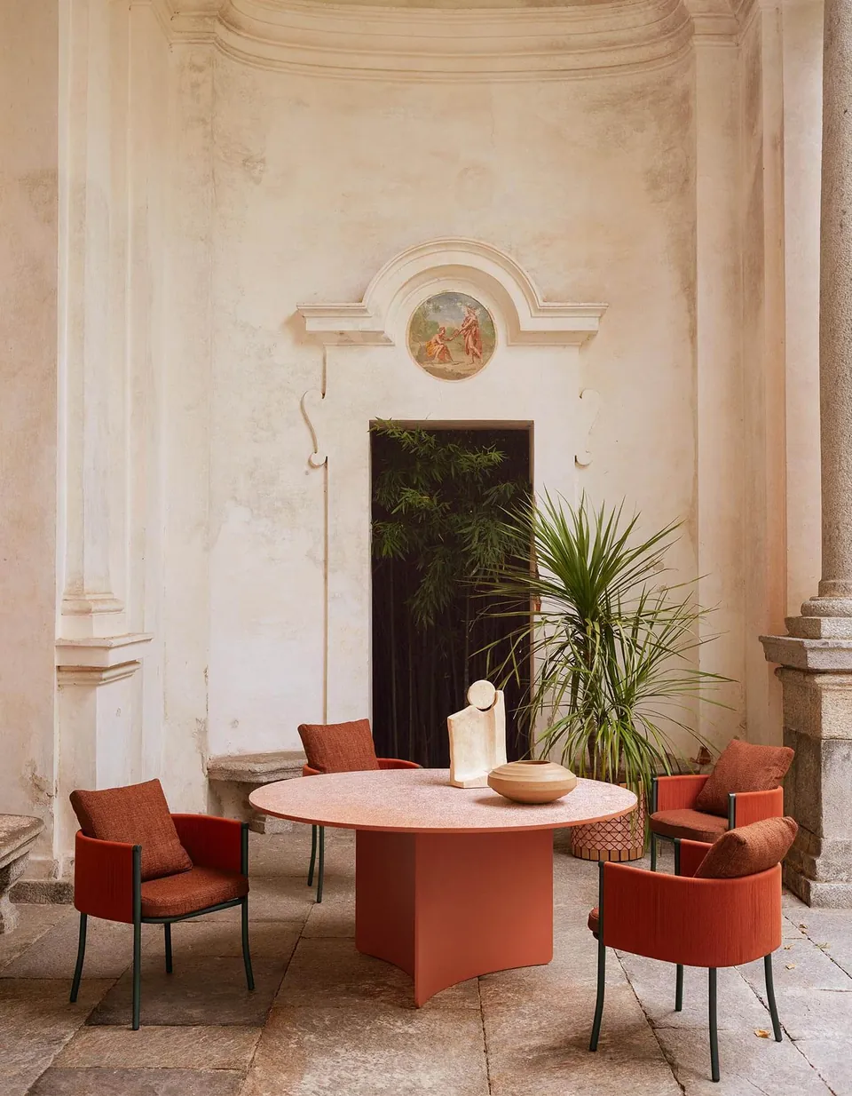 RODA Saddle woven dining armchair, Italian outdoor furniture
