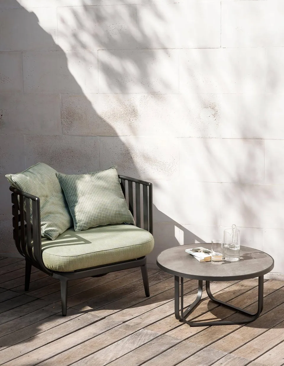 RODA Thea outdoor furniture on a terrace, catalog photograph 2