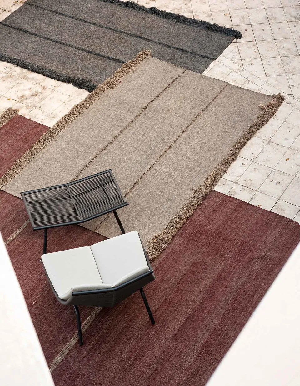RODA Triptyque paneled outdoor rug, Italian outdoor furniture