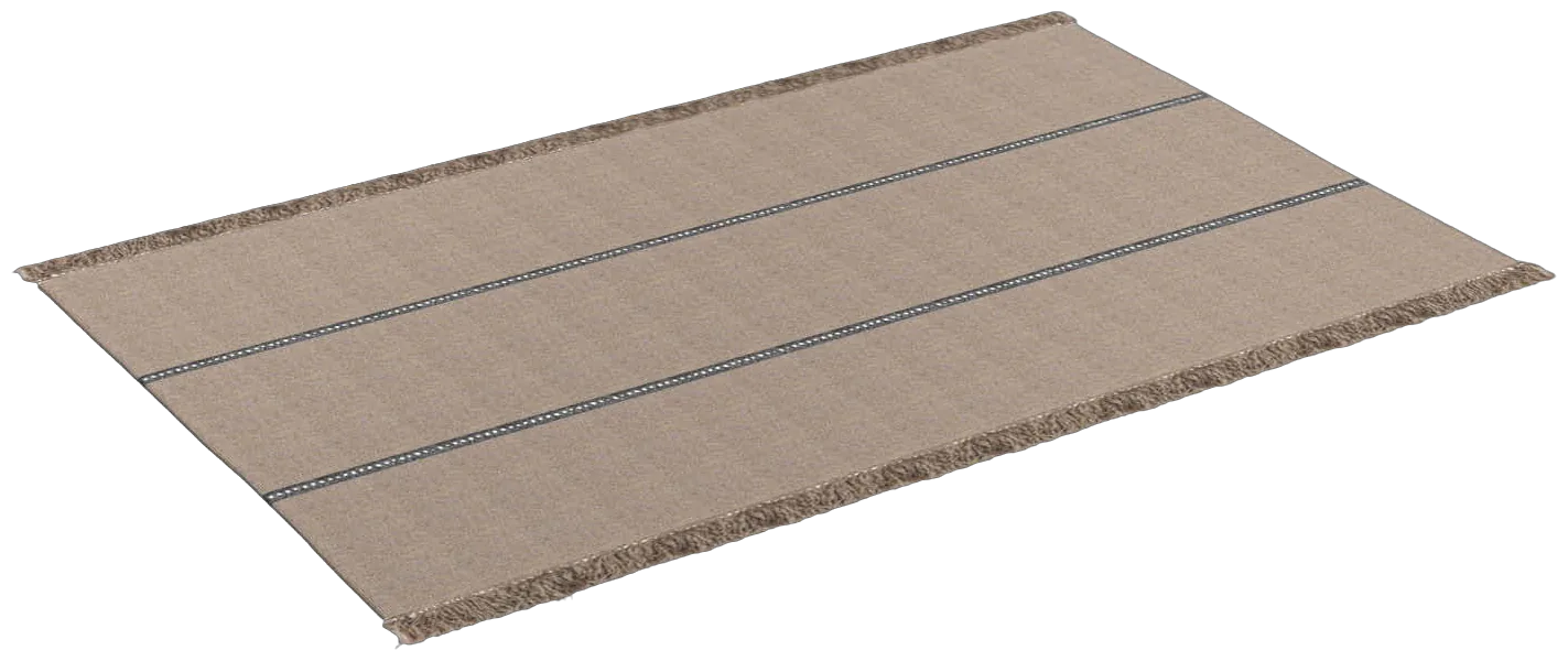 RODA Triptyque outdoor rug in three woven panels with fringed ends, RODA garden furniture accessory