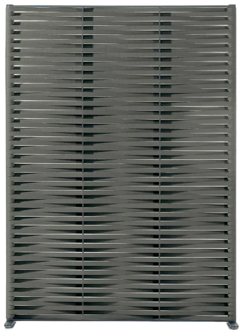 RODA Wing vertical garden screen in powder coated stainless steel woven with outdoor belts, RODA patio furniture by Rodolfo Dordoni