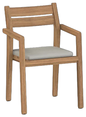RODA Zania stackable armchair in natural iroko wood with slatted seat and back, RODA furniture for dining terraces